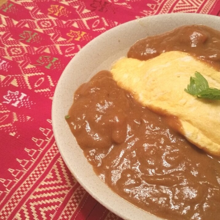 残ったカレーで、バターライス・オムカレー!